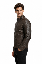 Blouson café homme similicuir doublé fourrure PATEL