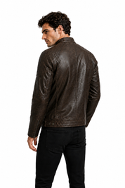 Blouson café homme similicuir doublé fourrure PATEL