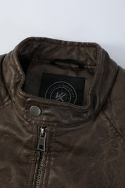 Blouson café homme similicuir doublé fourrure PATEL