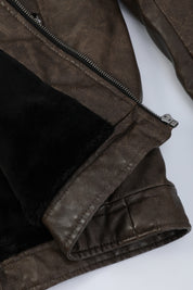 Blouson café homme similicuir doublé fourrure PATEL