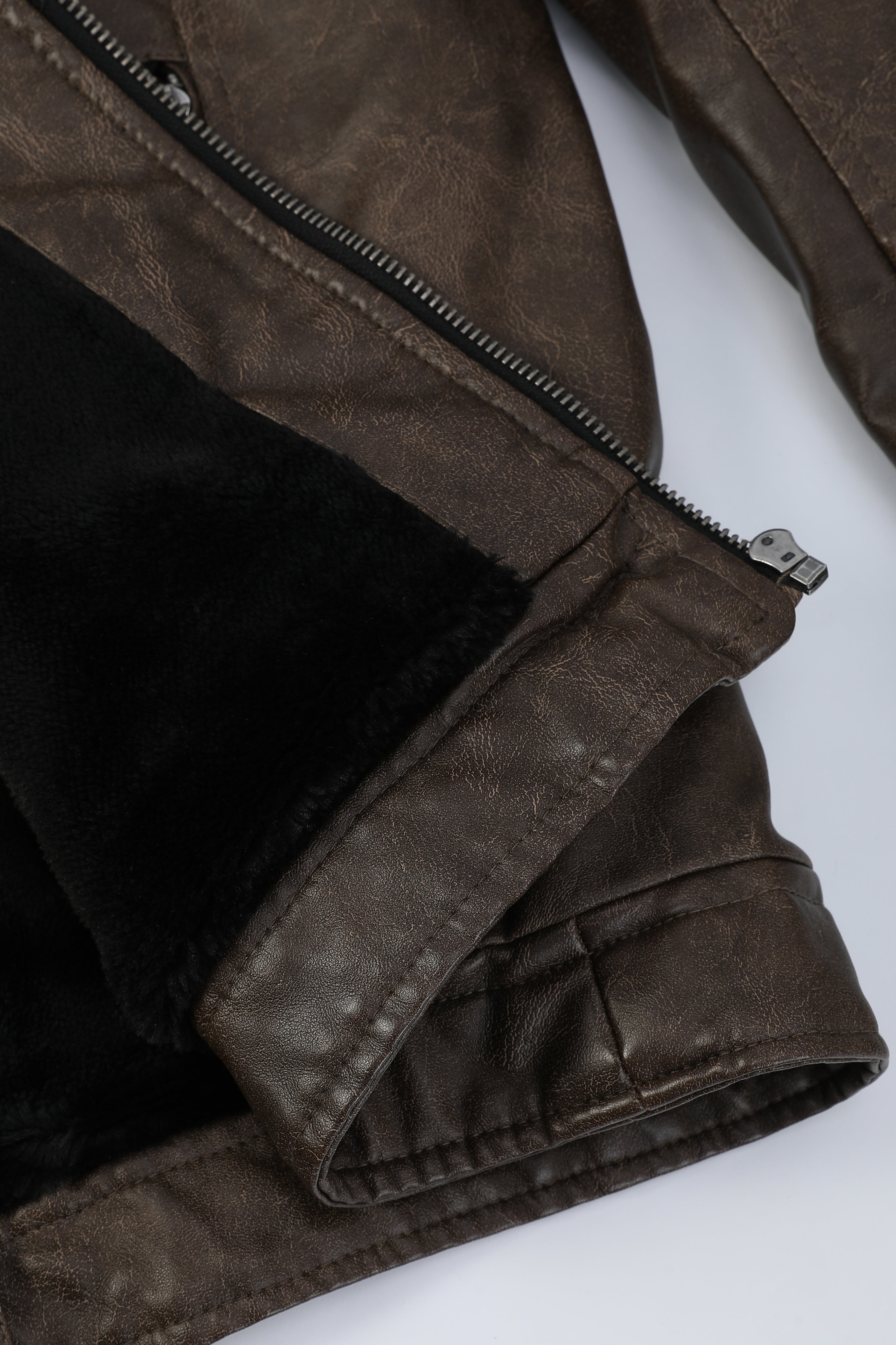 Blouson café homme similicuir doublé fourrure PATEL