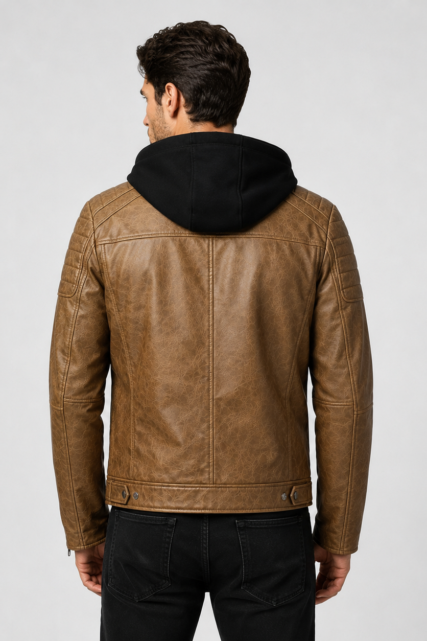Blouson café homme similicuir YATES