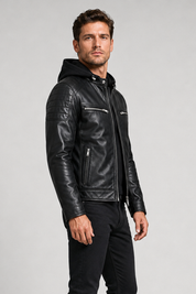 Blouson noir homme similicuir YATES