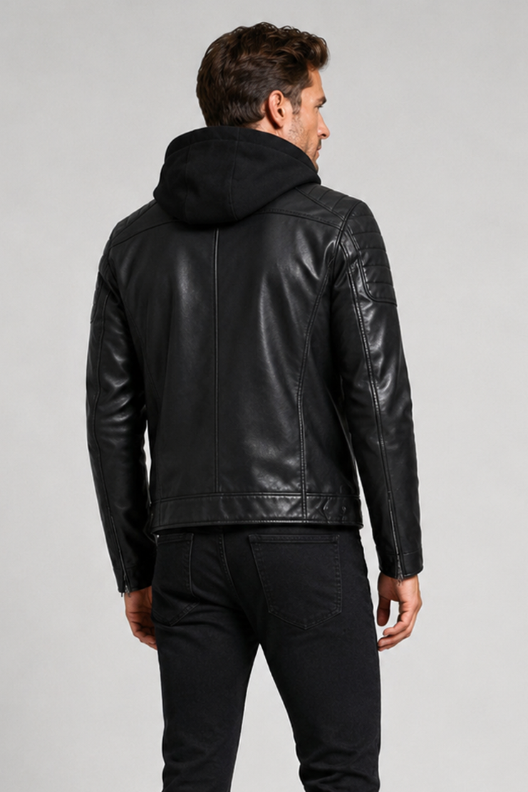 Blouson noir homme similicuir YATES