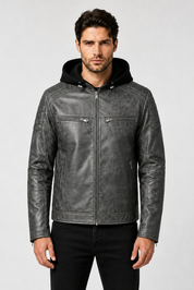 Blouson gris foncé homme similicuir YATES