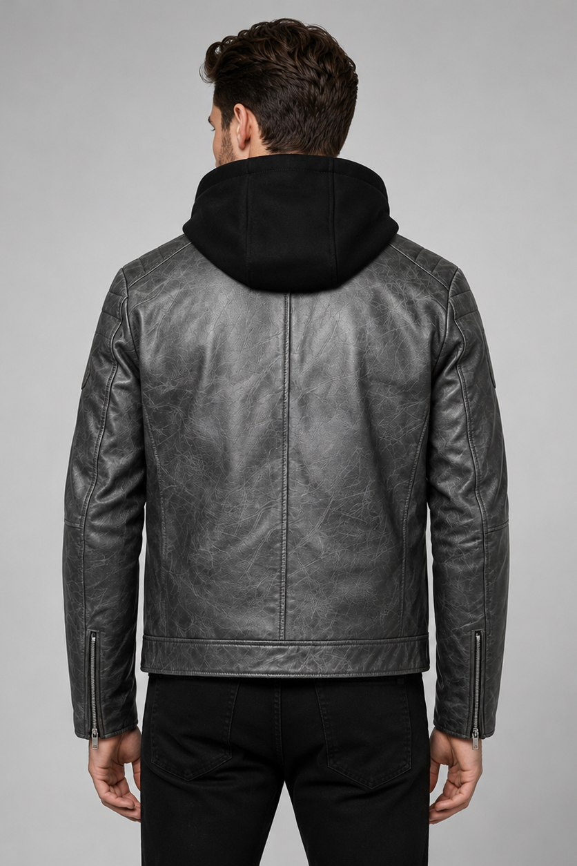 Blouson gris foncé homme similicuir YATES