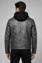 Blouson gris foncé homme similicuir YATES
