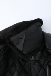 Blouson biker noir similicuir à col fourrure LEONARD