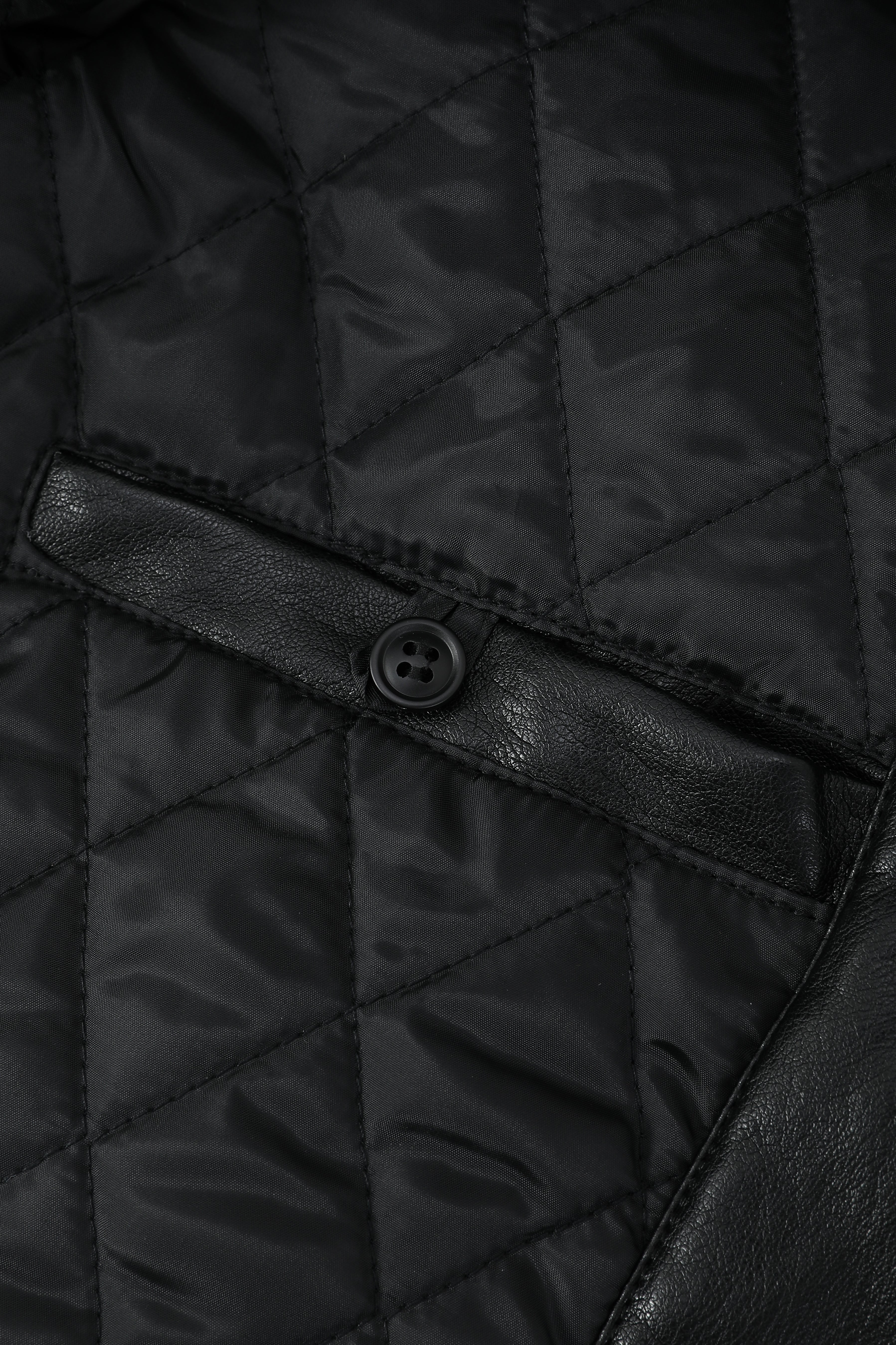 Blouson biker noir similicuir à col fourrure LEONARD