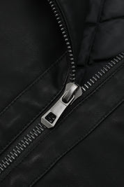 Veste biker noire homme aspect cuir ZACHARIE