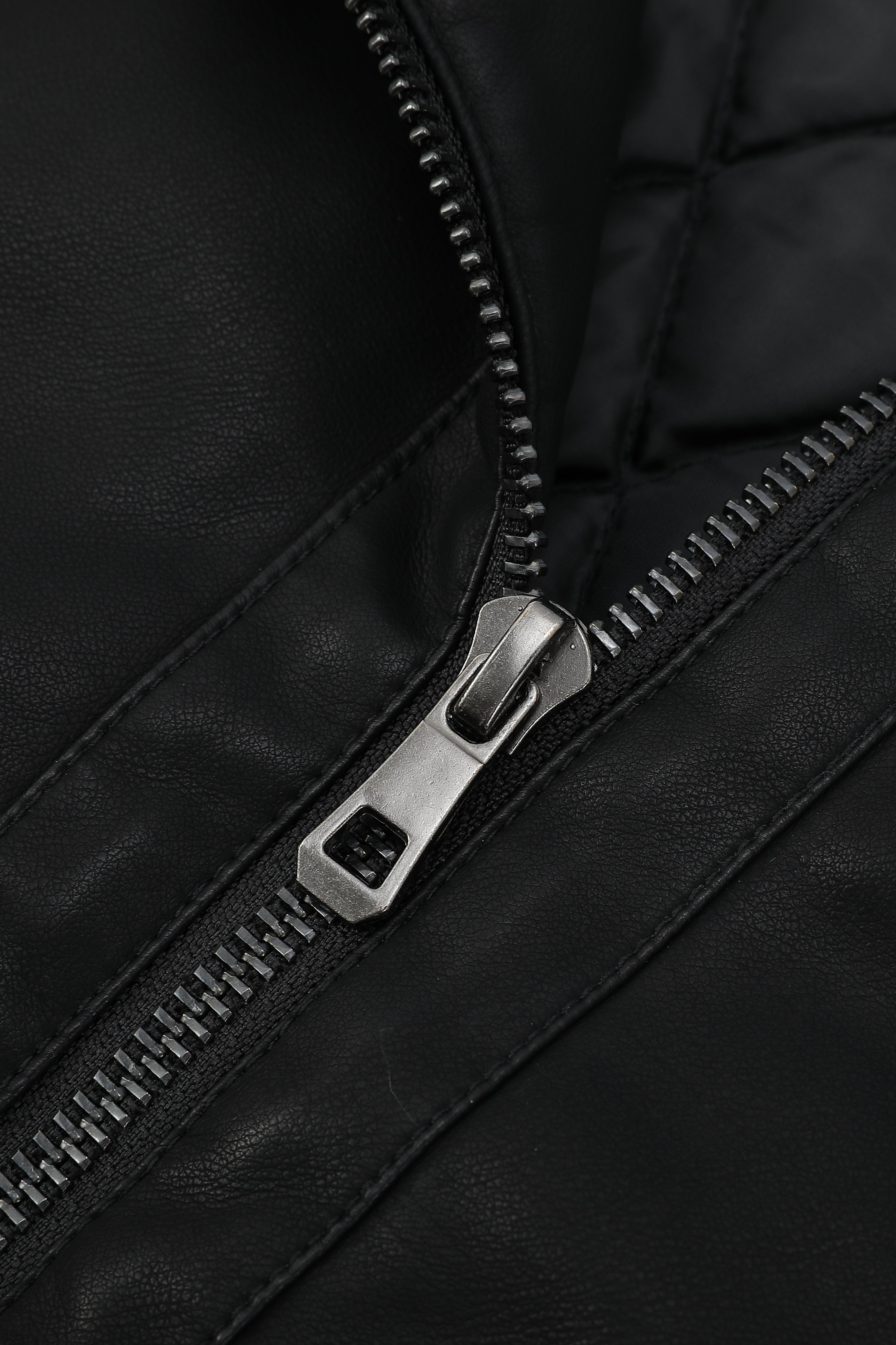 Veste biker noire homme aspect cuir ZACHARIE