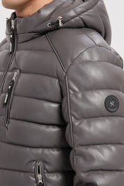 Doudoune gris homme matelassée aspect cuir YVES