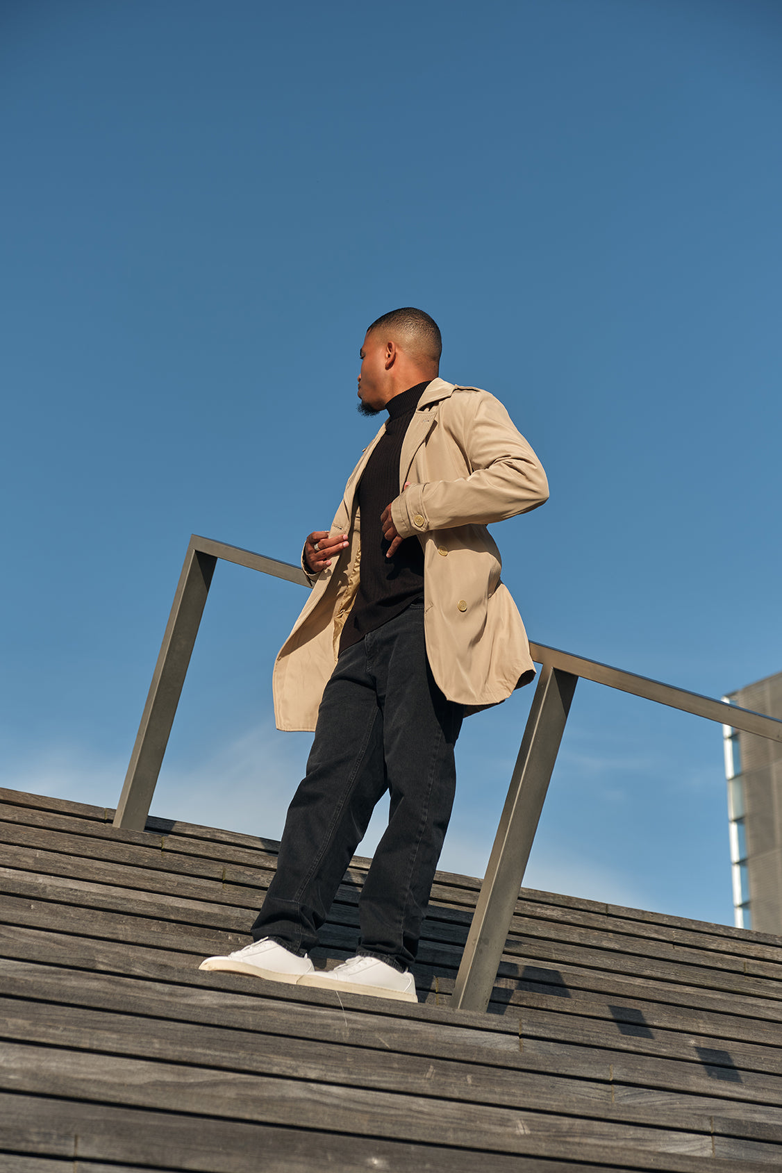 Trench-coat beige homme long et ceinturé NEWMAN