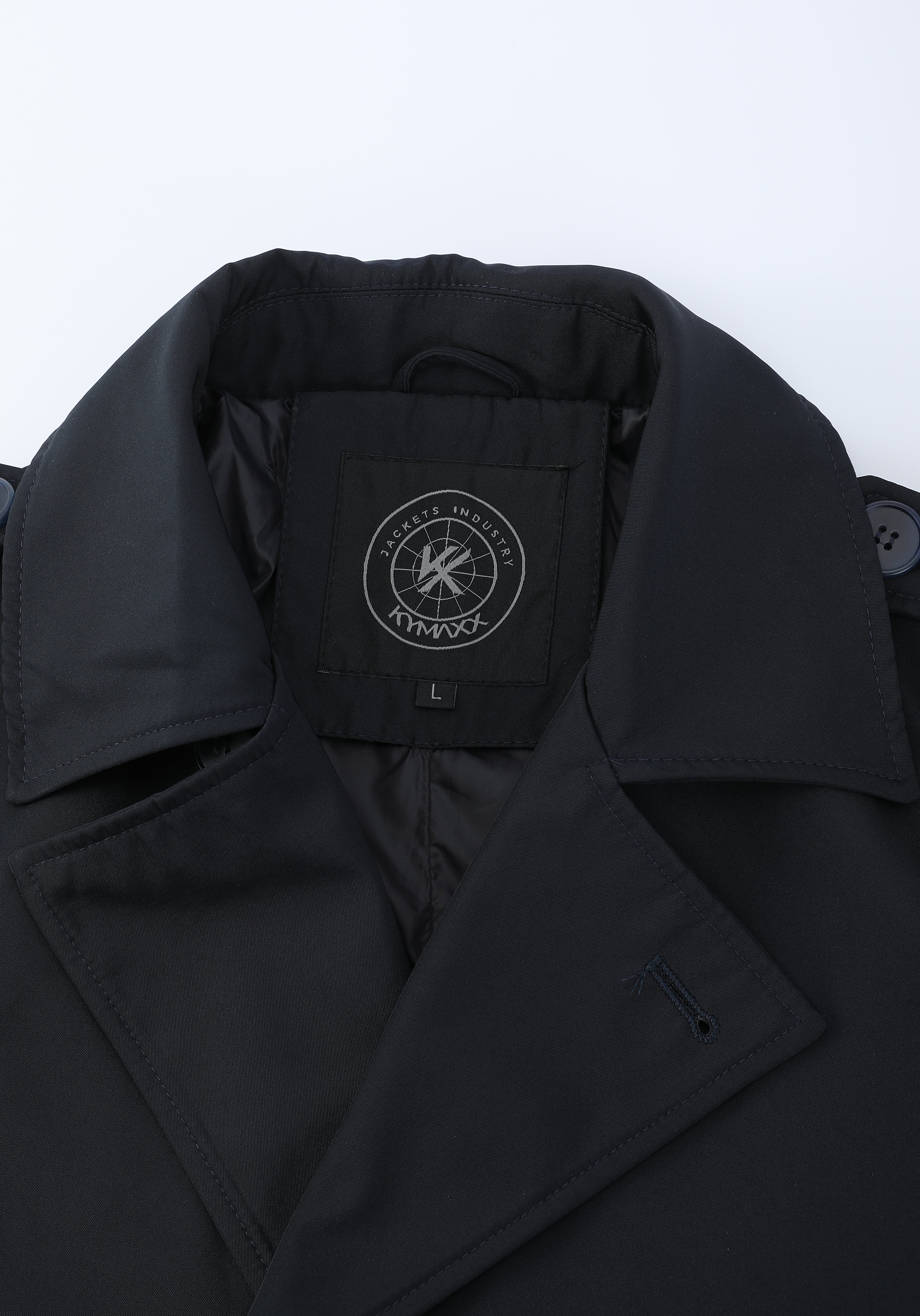 Trench-coat bleu foncé homme long et ceinturé NEWMAN