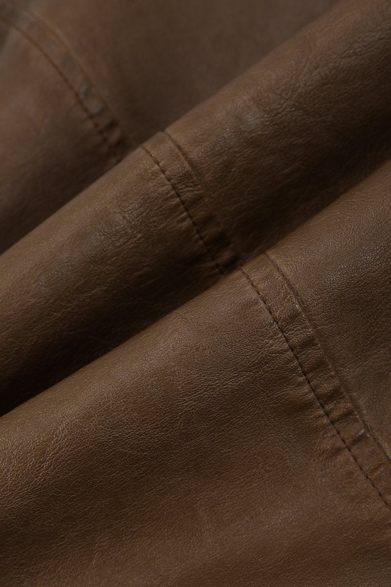 Blouson biker camel similicuir ROLLAND