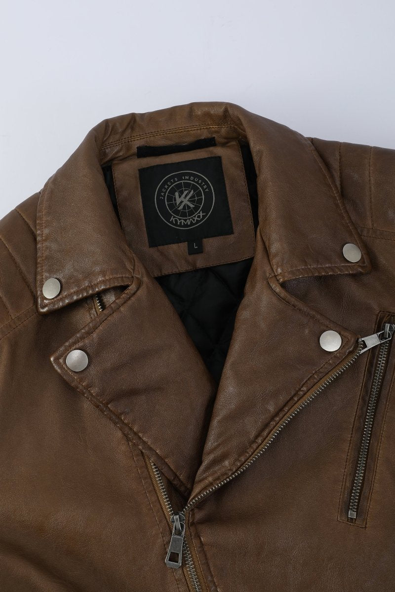 Blouson biker camel similicuir ROLLAND
