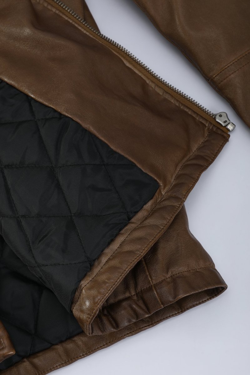 Blouson biker camel similicuir ROLLAND