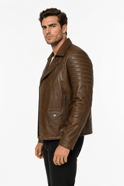 Blouson biker camel similicuir ROLLAND