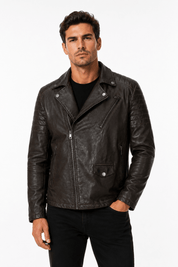 Blouson biker marron similicuir ROLLAND