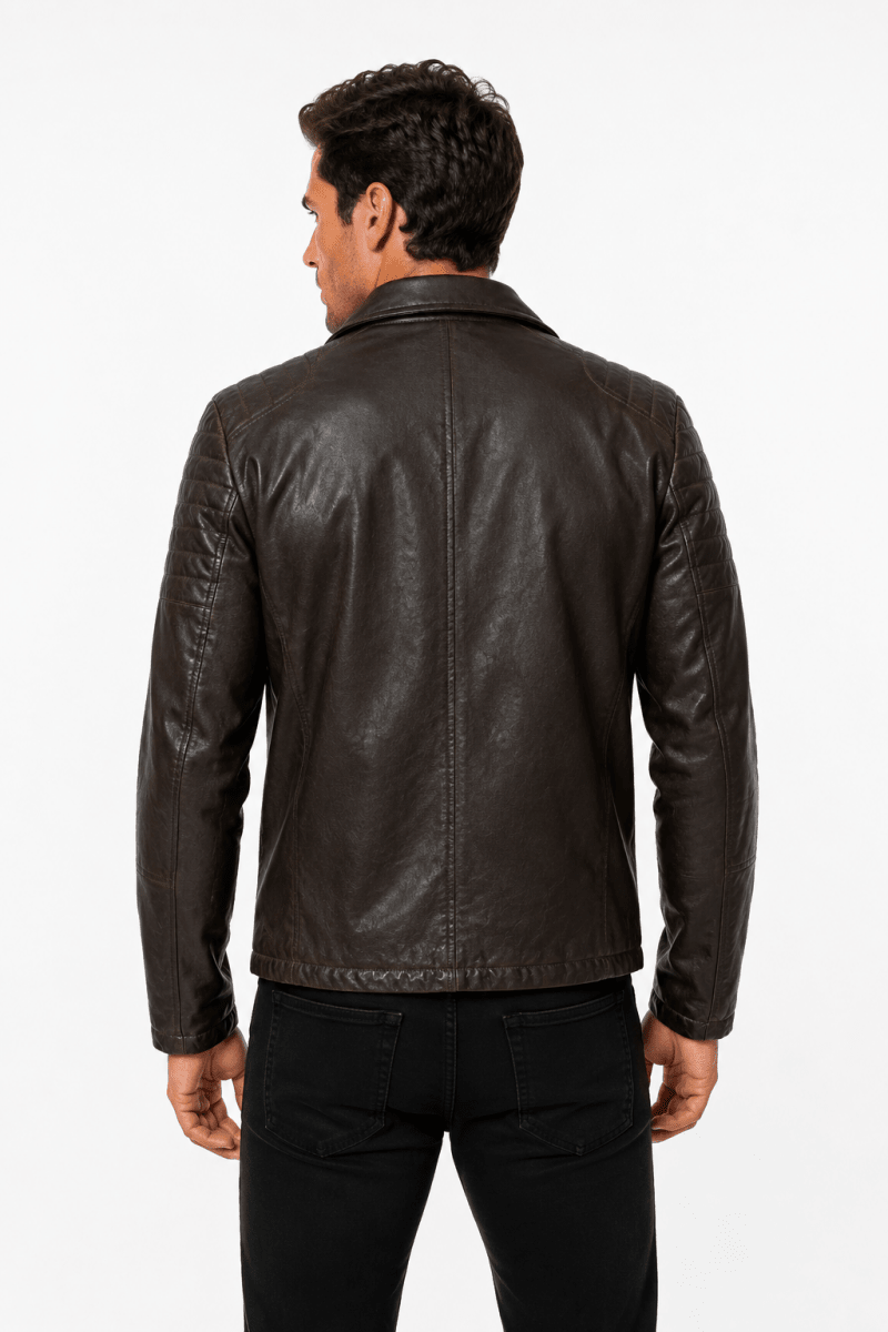 Blouson biker marron similicuir ROLLAND