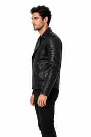 Blouson biker noir homme similicuir COOPER