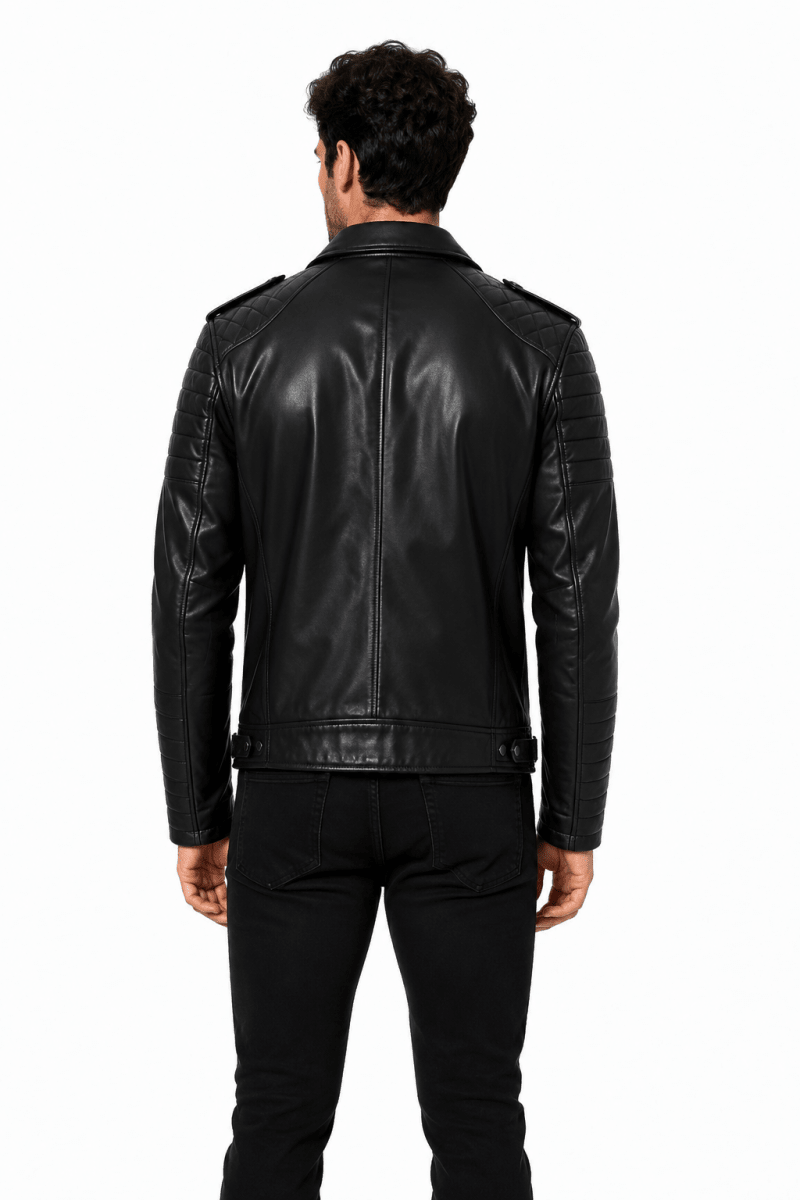 Blouson biker noir homme similicuir COOPER