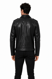Blouson biker noir homme similicuir COOPER