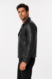 Blouson biker noir similicuir ROLLAND
