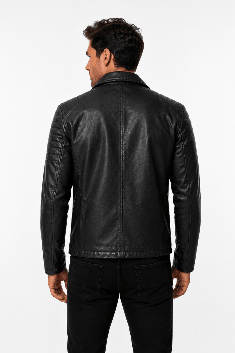 Blouson biker noir similicuir ROLLAND