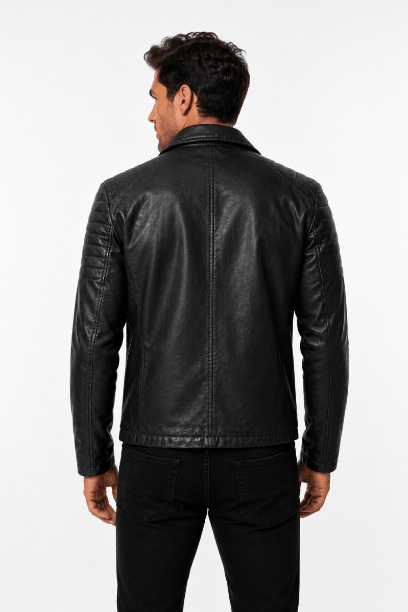 Blouson biker noir similicuir ROLLAND