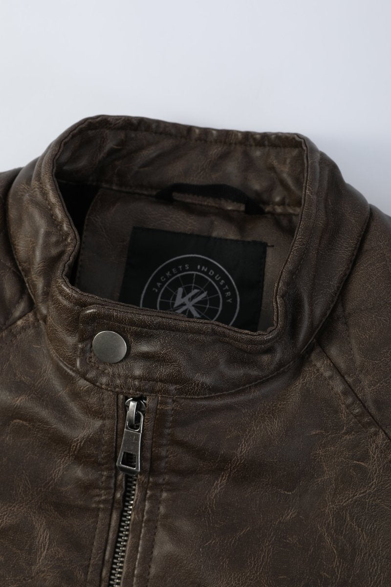 Blouson café homme similicuir doublé fourrure PATEL