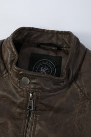 Blouson café homme similicuir doublé fourrure PATEL
