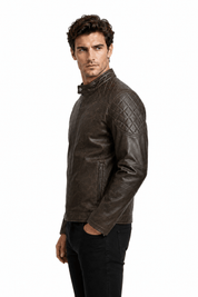 Blouson café homme similicuir doublé fourrure PATEL