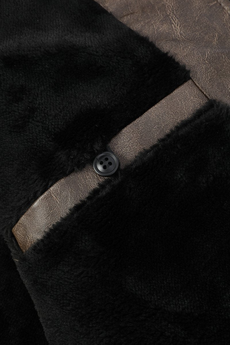 Blouson café homme similicuir doublé fourrure PATEL