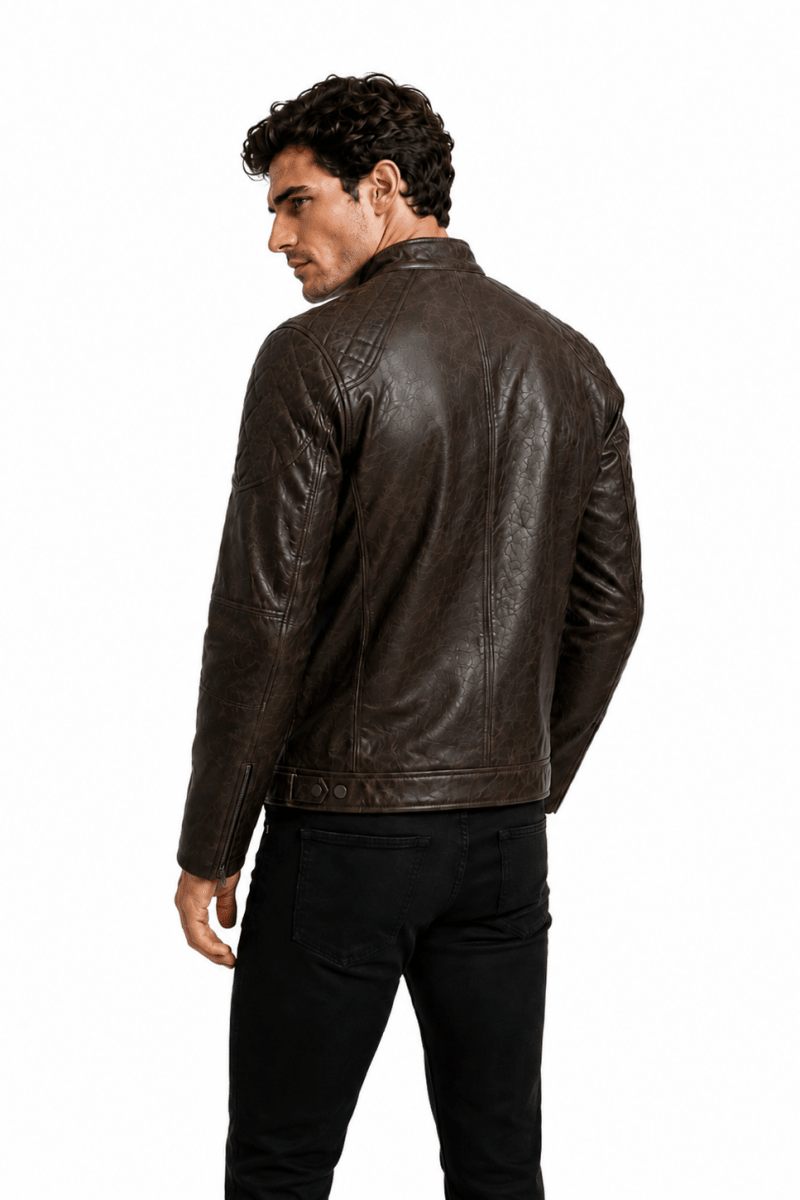 Blouson café homme similicuir doublé fourrure PATEL