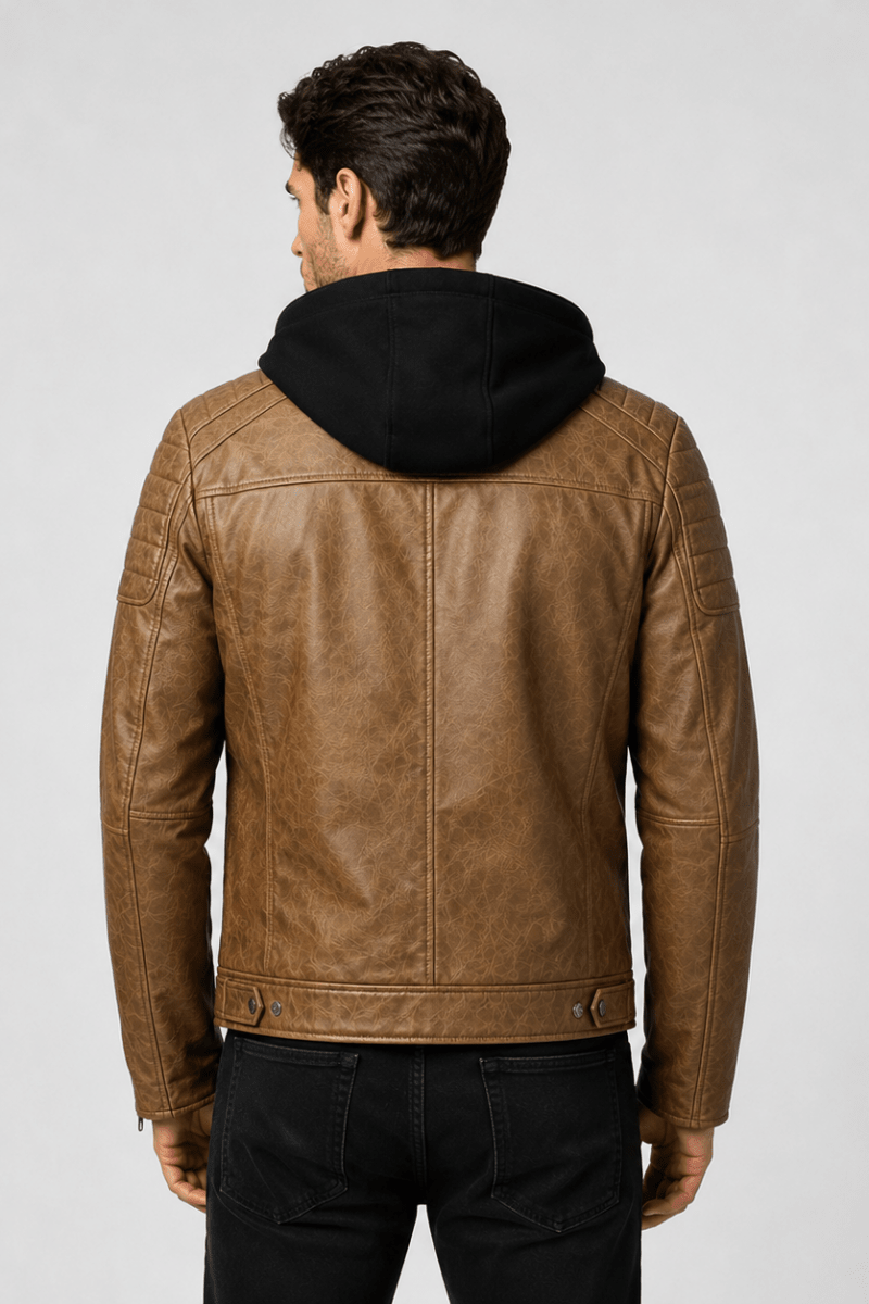 Blouson café homme similicuir YATES
