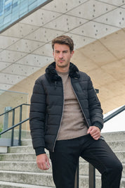 Blouson col chemise noir JUSTIN