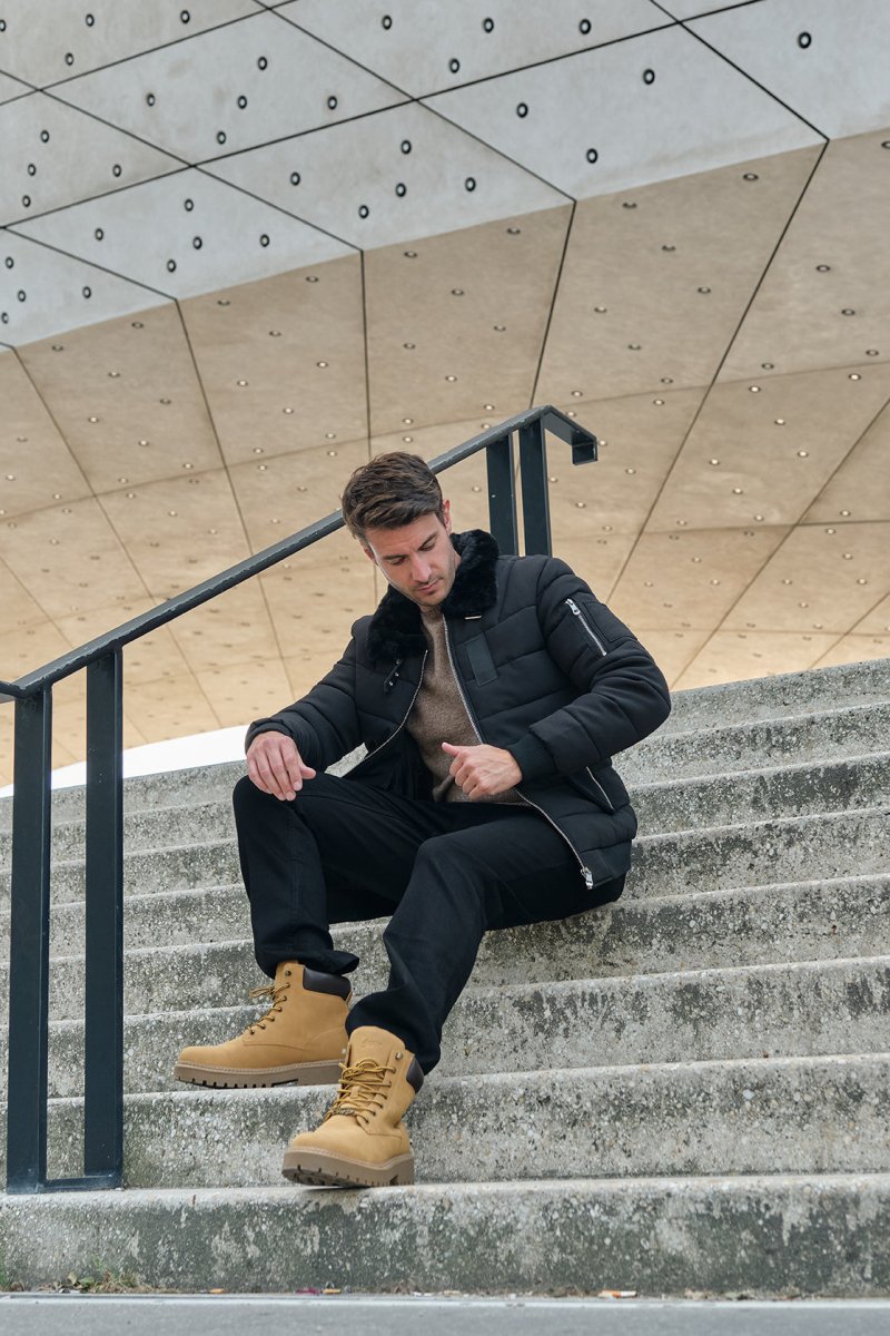 Blouson col chemise noir JUSTIN