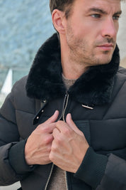 Blouson col chemise noir JUSTIN
