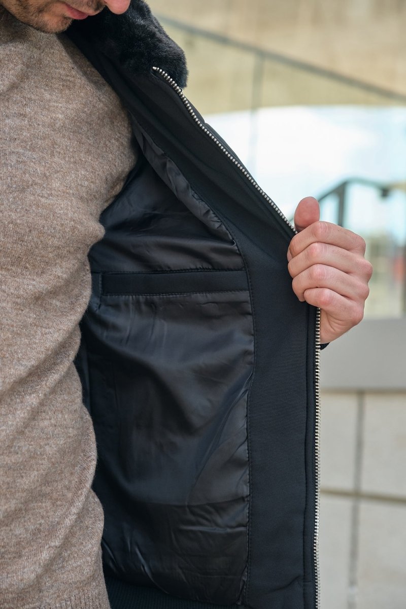 Blouson col chemise noir JUSTIN