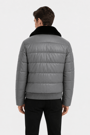 Blouson effet cuir matelassé gris XAVIER