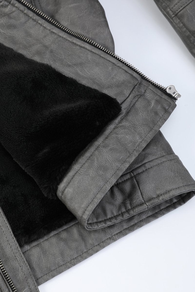 Blouson gris foncé homme similicuir doublé fourrure PATEL