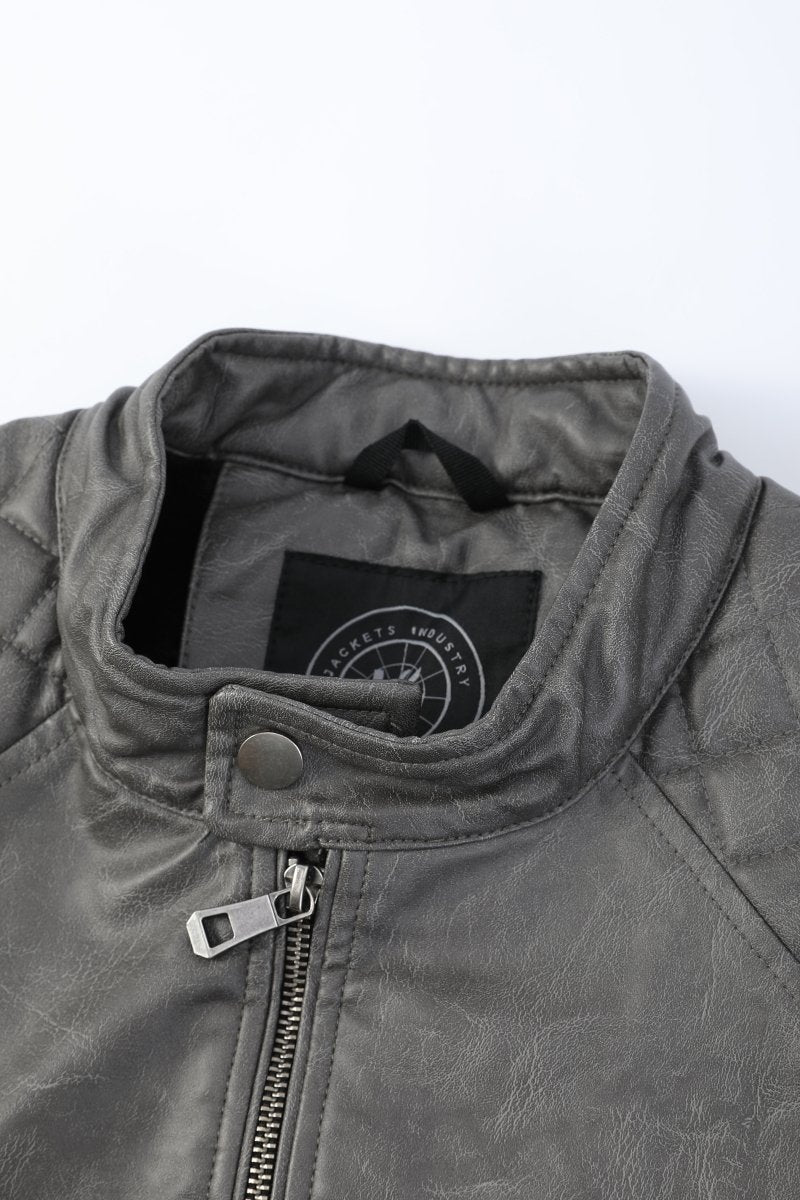 Blouson gris foncé homme similicuir doublé fourrure PATEL