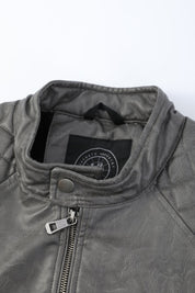 Blouson gris foncé homme similicuir doublé fourrure PATEL