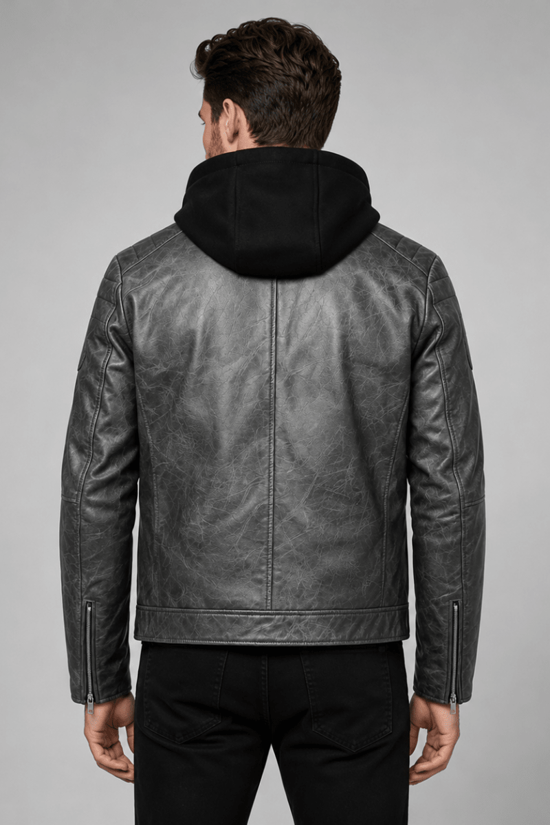 Blouson gris foncé homme similicuir YATES