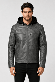 Blouson gris foncé homme similicuir YATES