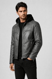 Blouson gris foncé homme similicuir YATES