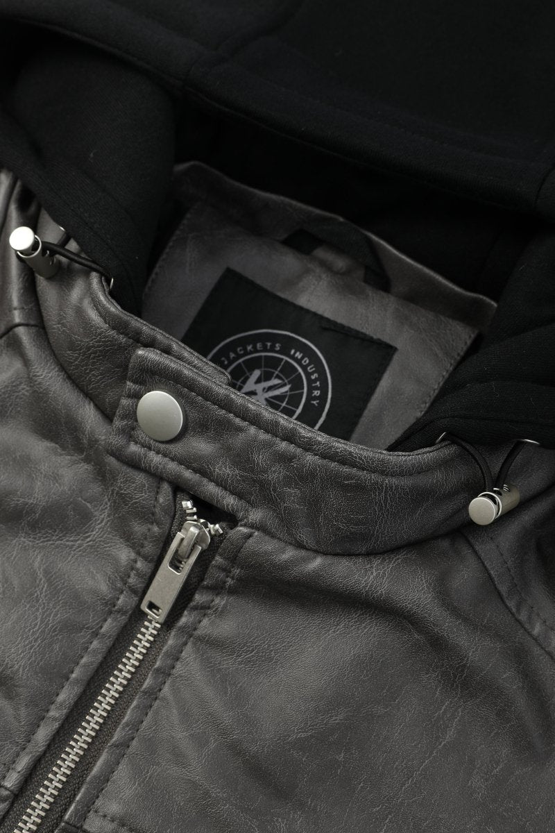 Blouson gris foncé homme similicuir YATES