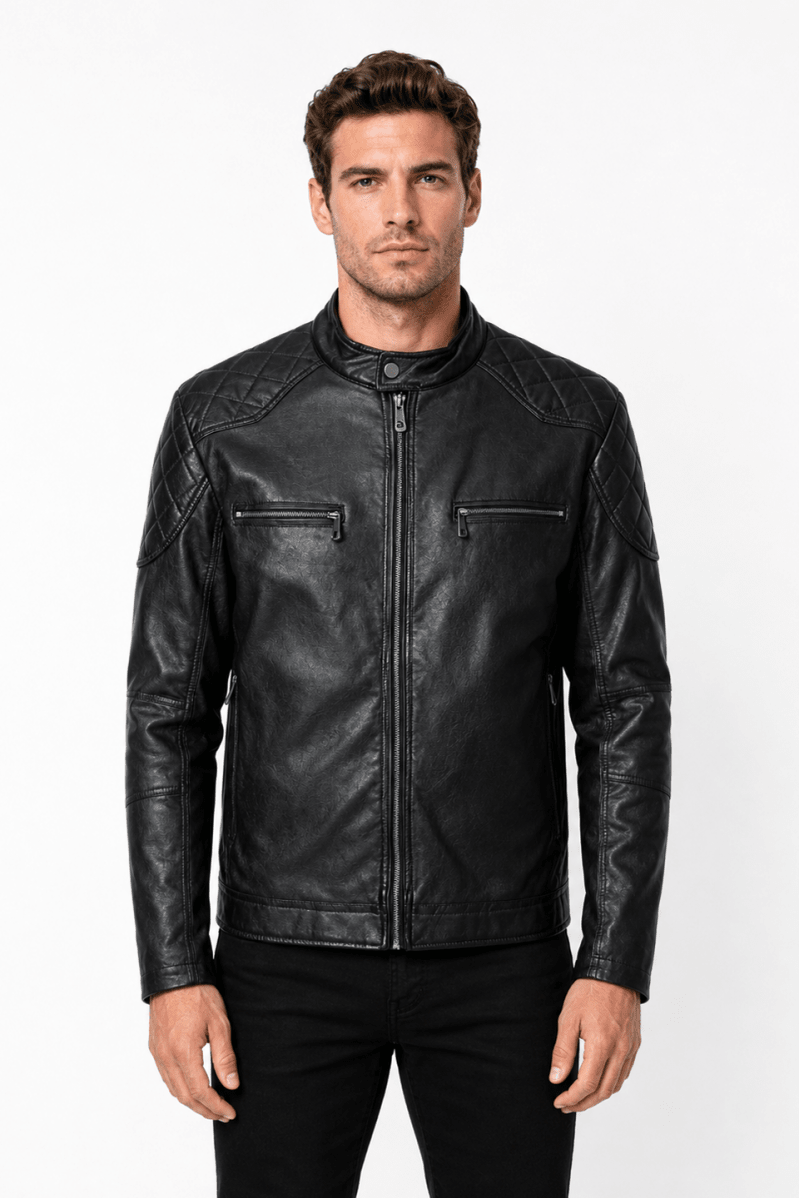 Blouson noir homme similicuir BENTLEY