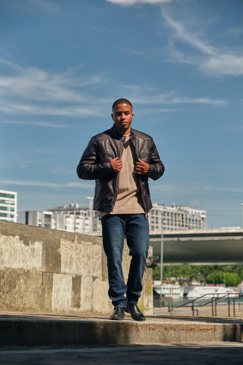 Blouson noir homme similicuir BENTLEY